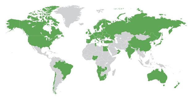 Molok tuotteita yli 40 maahan -kartta