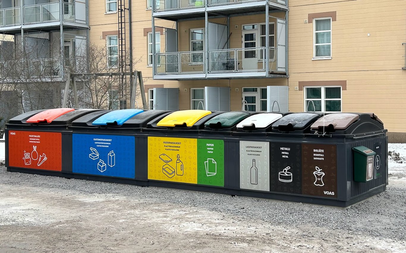 Jätteiden kierrätys, merkinnät jätesäiliöissä, VOAS