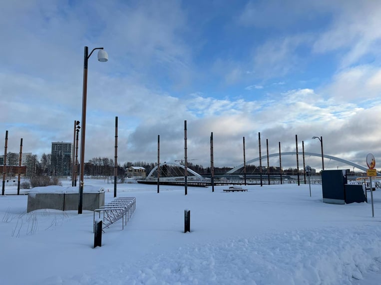 Satama-alue talvella, Oulun Asuntomessut 2025